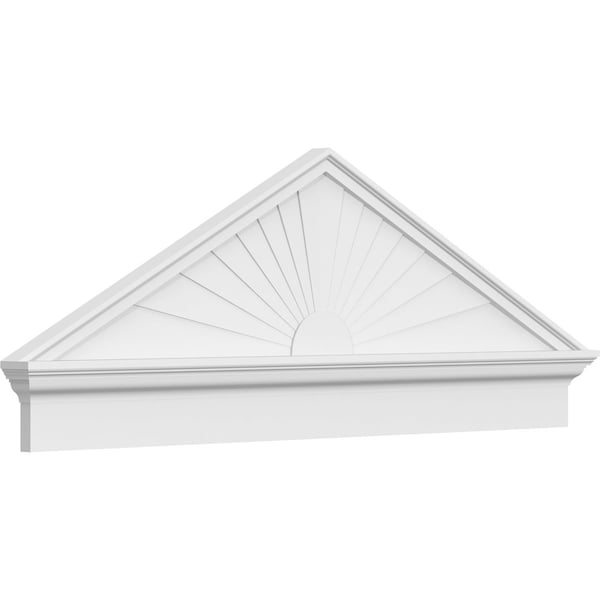 Ekena Millwork Peaked Cap Sunburst Architectural PVC Combination Pediment, 56"W x 20-7/8"H x 2-3/4"P (Pitch 6/12) PEDPC056X210PKC01 - main